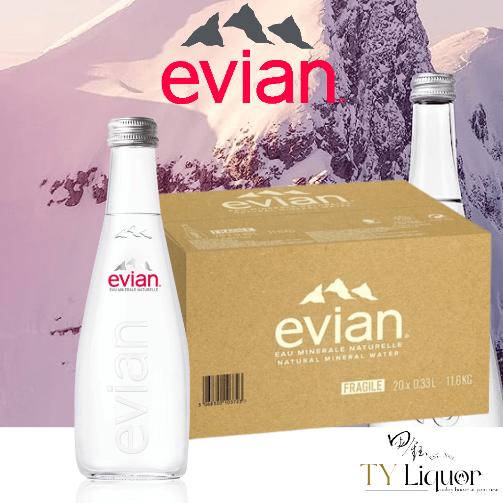 (2 Cartons) Evian Natural Mineral Water (Glass), 20x330ml