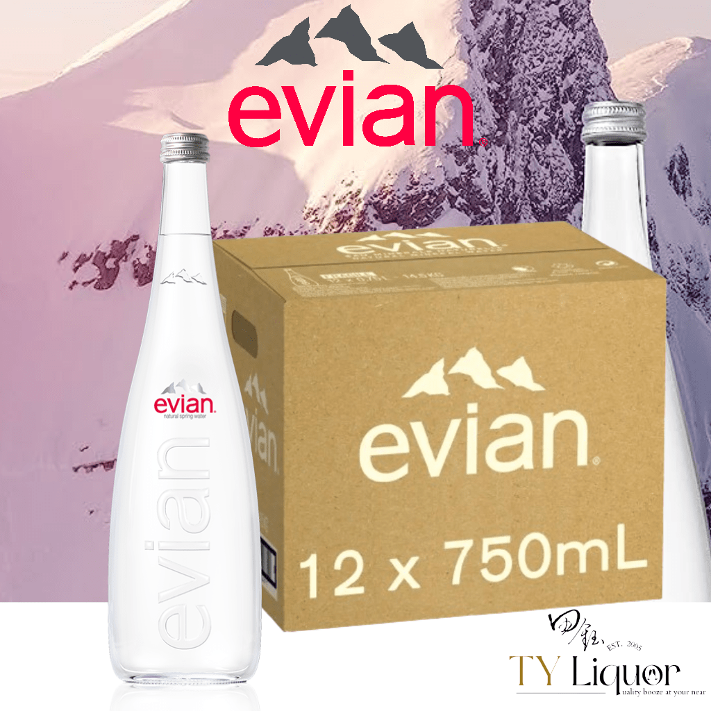 (2 Cartons) Evian Natural Mineral Water (Glass), 12x750ml