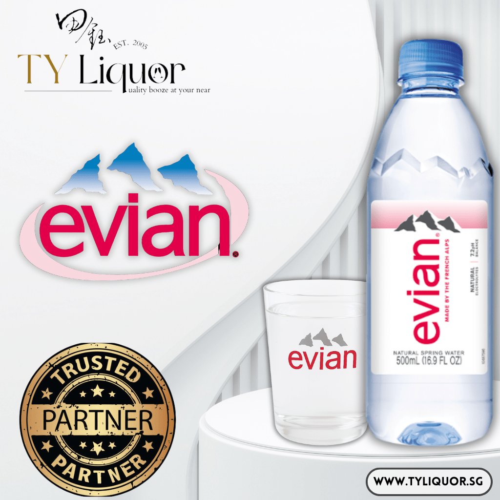 (2 Cartons) Evian Natural Mineral Water (Plastic), 48x500ml