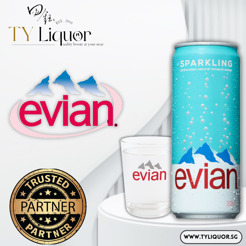 (2 Cartons) Evian Natural Mineral Sparkling Water (Cans), 48x330ml